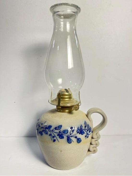 Salmon Falls Pottery Other - Salmon Falls Pottery Blueberry Vine Stoneware Oil Lamp